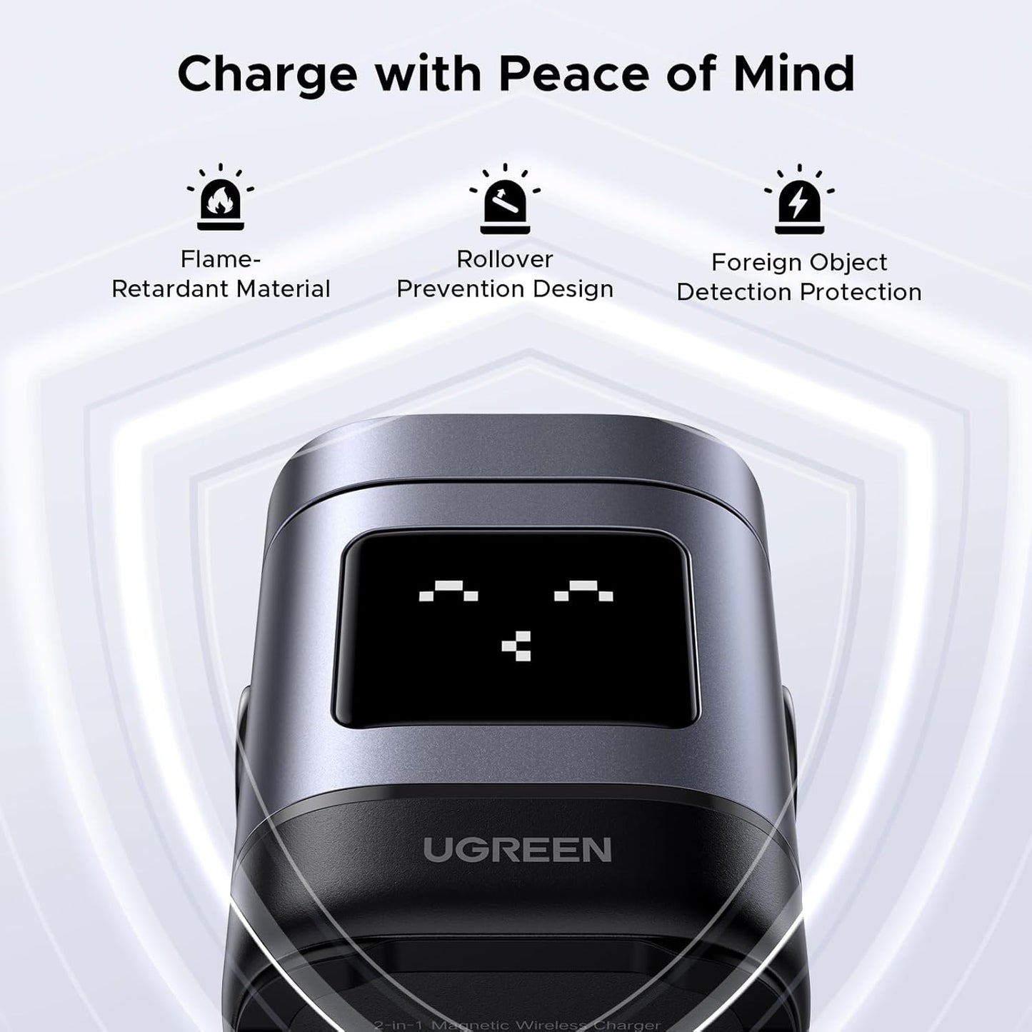 Ugreen mini portable wireless Stand, 3 in 1 Fast Charge Charging Station Compatible with Mag safe Charger Stand for iPhone + AirPods