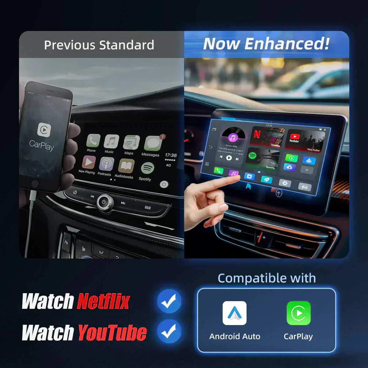 AI Ultimate Upgrade Tbox UHD Android 13 A'pple CarPlay AI Box with HD Output