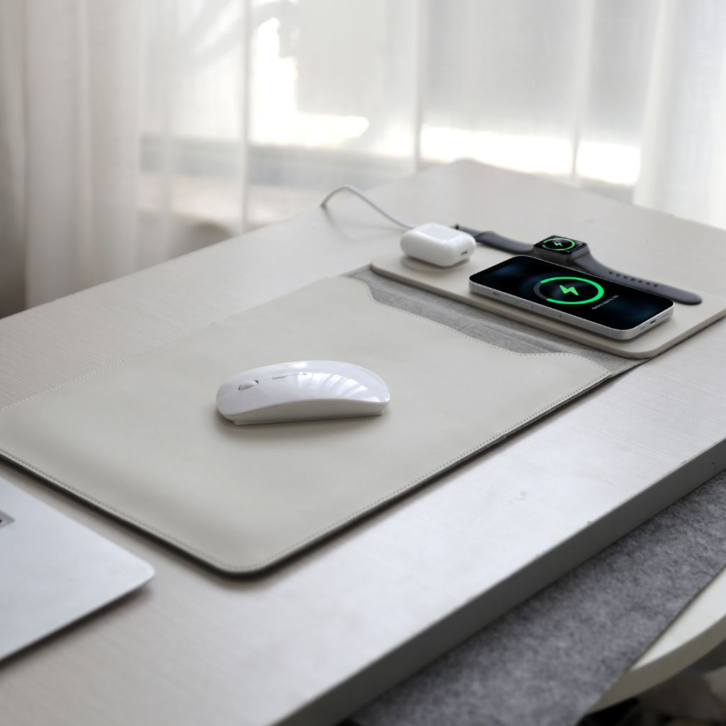 4 in 1 Laptop Sleeve with Wireless Charging Power Sleeve Pro, Slim-Flexible Case, Mousepad, Surface Mat. , Charge 2 Devices at Once USB-C Port, Compatible with MacBook