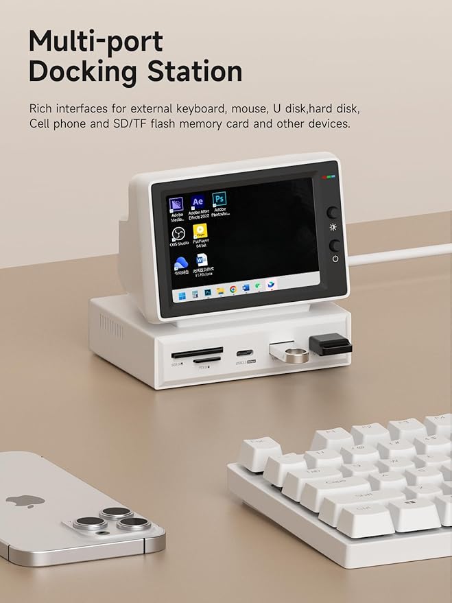3.5 in Portable Mini Monitor USB-C Type-C Integrated Docking Station with IPS Screen 178 Wide Viewing Angle