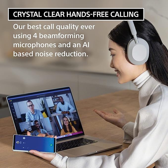 SO'NY  Best Active Noise Cancelling Wireless Bluetooth Over Ear Headphones with Mic for Clear