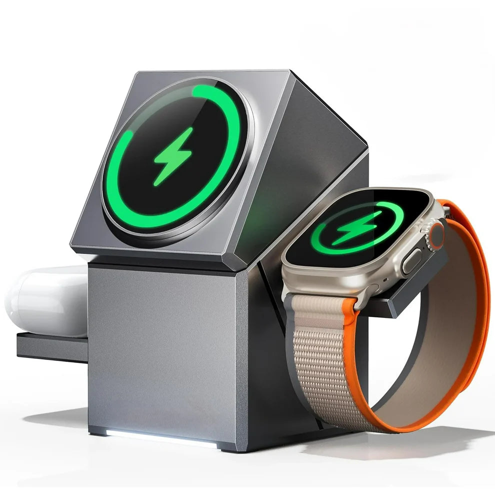 3 in 1 Auto Rotation Wireless Charging Station, Mag-Safe Wireless Charging Stand, Qi2 15W