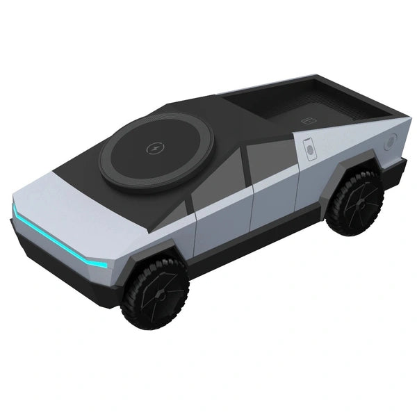 Cybers-Dock Cyber-truck-like 3-in-1 Wireless Charging Station | Fast Charging Dock for Phone, Watch & Earbuds