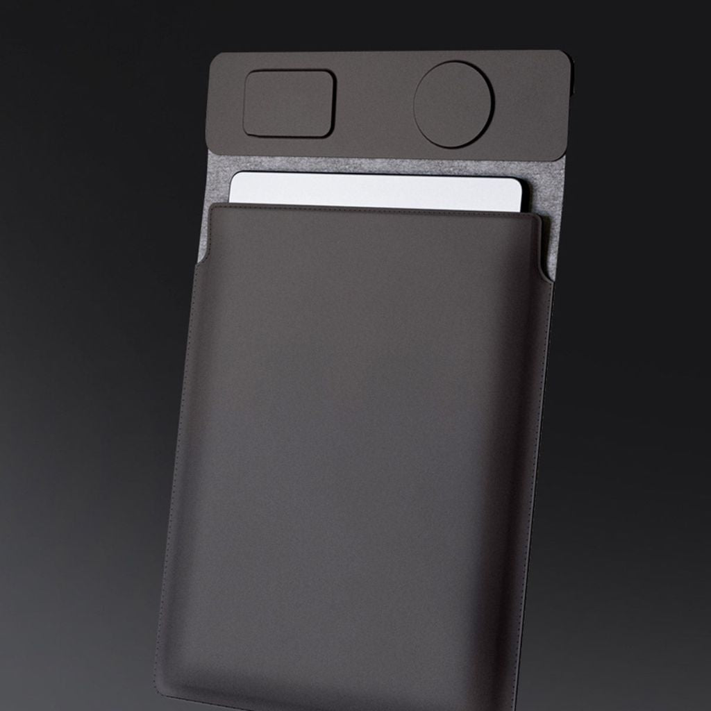 4 in 1 Laptop Sleeve with Wireless Charging Power Sleeve Pro, Slim-Flexible Case, Mousepad, Surface Mat. , Charge 2 Devices at Once USB-C Port, Compatible with MacBook