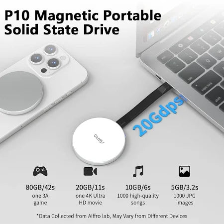 P10 Magnetic Portable Solid State Drive (SSD), Mag-Safe Compatible, Type-C, Up To 2000MB/S