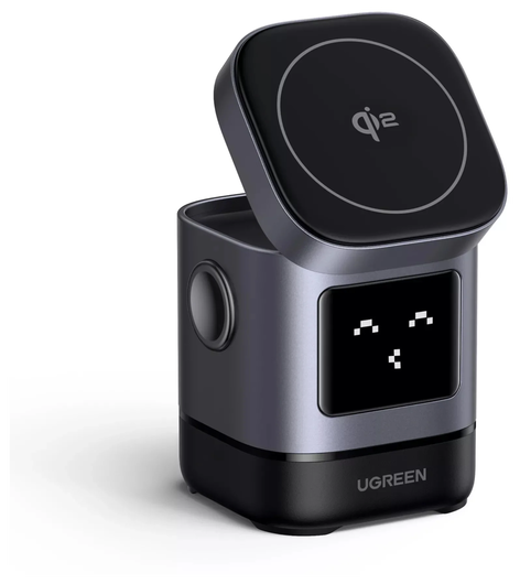 Ugreen mini portable wireless Stand, 3 in 1 Fast Charge Charging Station Compatible with Mag safe Charger Stand for iPhone + AirPods